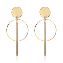 Load image into Gallery viewer, Simple fashion gold color Silver plated geometric big round Clip earrings for women fashion big hollow Ear clip jewelry