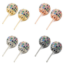 Load image into Gallery viewer, Juya Ali Moda Crystal Rainbow Earrings 6mm 8mm 10mm Cubic Zirconia Carnations Ball Stud Earrings For Women Girls Christmas Gift