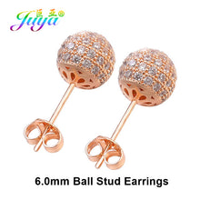 Load image into Gallery viewer, Juya Ali Moda Crystal Rainbow Earrings 6mm 8mm 10mm Cubic Zirconia Carnations Ball Stud Earrings For Women Girls Christmas Gift