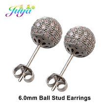 Load image into Gallery viewer, Juya Ali Moda Crystal Rainbow Earrings 6mm 8mm 10mm Cubic Zirconia Carnations Ball Stud Earrings For Women Girls Christmas Gift