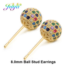 Load image into Gallery viewer, Juya Ali Moda Crystal Rainbow Earrings 6mm 8mm 10mm Cubic Zirconia Carnations Ball Stud Earrings For Women Girls Christmas Gift