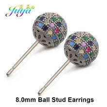 Load image into Gallery viewer, Juya Ali Moda Crystal Rainbow Earrings 6mm 8mm 10mm Cubic Zirconia Carnations Ball Stud Earrings For Women Girls Christmas Gift
