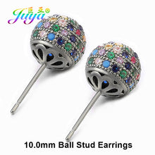 Load image into Gallery viewer, Juya Ali Moda Crystal Rainbow Earrings 6mm 8mm 10mm Cubic Zirconia Carnations Ball Stud Earrings For Women Girls Christmas Gift