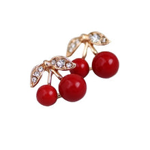 Load image into Gallery viewer, New Fashion Red Cherry Gold Drop Earring Sweet Fruit Long Crystal Earrings for Women Lady Gift Jewelry Tassel Dangle Accessories

