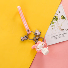 Load image into Gallery viewer, Cute Anime Kuromi Melody Hello Kitty Keychain Kawaii Cartoon Big Eared Dog Frog Pudding Dog Penguin Women Bag Pendant Key Chain
