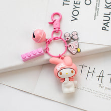 Load image into Gallery viewer, Cute Anime Kuromi Melody Hello Kitty Keychain Kawaii Cartoon Big Eared Dog Frog Pudding Dog Penguin Women Bag Pendant Key Chain
