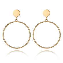 Load image into Gallery viewer, Simple fashion gold color Silver plated geometric big round Clip earrings for women fashion big hollow Ear clip jewelry
