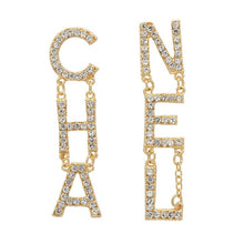 Load image into Gallery viewer, Letter Long Zircon Earrings Women Accessories Letter Pendant Earrings Wedding Female Golden Crystal Earring Fashion Ear Jewelry
