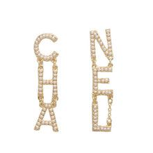 Load image into Gallery viewer, Letter Long Zircon Earrings Women Accessories Letter Pendant Earrings Wedding Female Golden Crystal Earring Fashion Ear Jewelry
