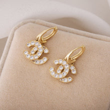 Load image into Gallery viewer, Letter Long Zircon Earrings Women Accessories Letter Pendant Earrings Wedding Female Golden Crystal Earring Fashion Ear Jewelry
