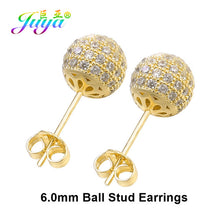 Load image into Gallery viewer, Juya Ali Moda Crystal Rainbow Earrings 6mm 8mm 10mm Cubic Zirconia Carnations Ball Stud Earrings For Women Girls Christmas Gift
