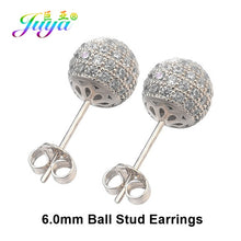 Load image into Gallery viewer, Juya Ali Moda Crystal Rainbow Earrings 6mm 8mm 10mm Cubic Zirconia Carnations Ball Stud Earrings For Women Girls Christmas Gift
