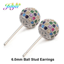 Load image into Gallery viewer, Juya Ali Moda Crystal Rainbow Earrings 6mm 8mm 10mm Cubic Zirconia Carnations Ball Stud Earrings For Women Girls Christmas Gift
