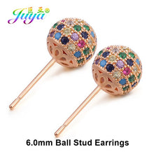 Load image into Gallery viewer, Juya Ali Moda Crystal Rainbow Earrings 6mm 8mm 10mm Cubic Zirconia Carnations Ball Stud Earrings For Women Girls Christmas Gift

