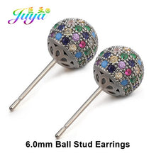 Load image into Gallery viewer, Juya Ali Moda Crystal Rainbow Earrings 6mm 8mm 10mm Cubic Zirconia Carnations Ball Stud Earrings For Women Girls Christmas Gift
