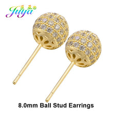 Load image into Gallery viewer, Juya Ali Moda Crystal Rainbow Earrings 6mm 8mm 10mm Cubic Zirconia Carnations Ball Stud Earrings For Women Girls Christmas Gift
