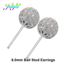 Load image into Gallery viewer, Juya Ali Moda Crystal Rainbow Earrings 6mm 8mm 10mm Cubic Zirconia Carnations Ball Stud Earrings For Women Girls Christmas Gift
