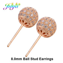 Load image into Gallery viewer, Juya Ali Moda Crystal Rainbow Earrings 6mm 8mm 10mm Cubic Zirconia Carnations Ball Stud Earrings For Women Girls Christmas Gift
