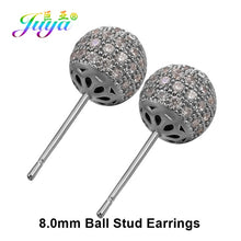 Load image into Gallery viewer, Juya Ali Moda Crystal Rainbow Earrings 6mm 8mm 10mm Cubic Zirconia Carnations Ball Stud Earrings For Women Girls Christmas Gift
