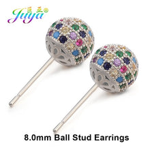 Load image into Gallery viewer, Juya Ali Moda Crystal Rainbow Earrings 6mm 8mm 10mm Cubic Zirconia Carnations Ball Stud Earrings For Women Girls Christmas Gift
