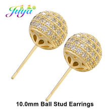 Load image into Gallery viewer, Juya Ali Moda Crystal Rainbow Earrings 6mm 8mm 10mm Cubic Zirconia Carnations Ball Stud Earrings For Women Girls Christmas Gift
