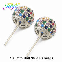 Load image into Gallery viewer, Juya Ali Moda Crystal Rainbow Earrings 6mm 8mm 10mm Cubic Zirconia Carnations Ball Stud Earrings For Women Girls Christmas Gift
