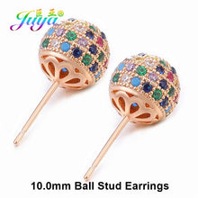 Load image into Gallery viewer, Juya Ali Moda Crystal Rainbow Earrings 6mm 8mm 10mm Cubic Zirconia Carnations Ball Stud Earrings For Women Girls Christmas Gift
