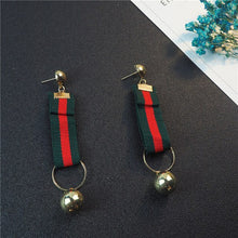 Load image into Gallery viewer, Stripe Earring Red Green Star Pearl Ribbon Female Graceful Long Earrings For Women Luxury Accessories Charm Jewelry
